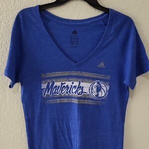 Adidas Women's Blue Mavericks V-Neck Tee